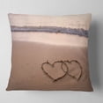 thumbnail image 1 of Designart Two Hearts Drawn on the Beach - Seascape Throw Pillow - 18x18, 1 of 4