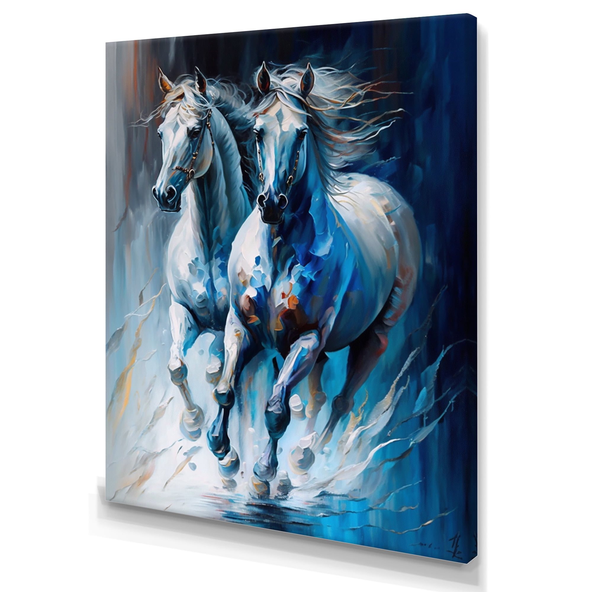 Designart Two Horses Running II Canvas Wall Art