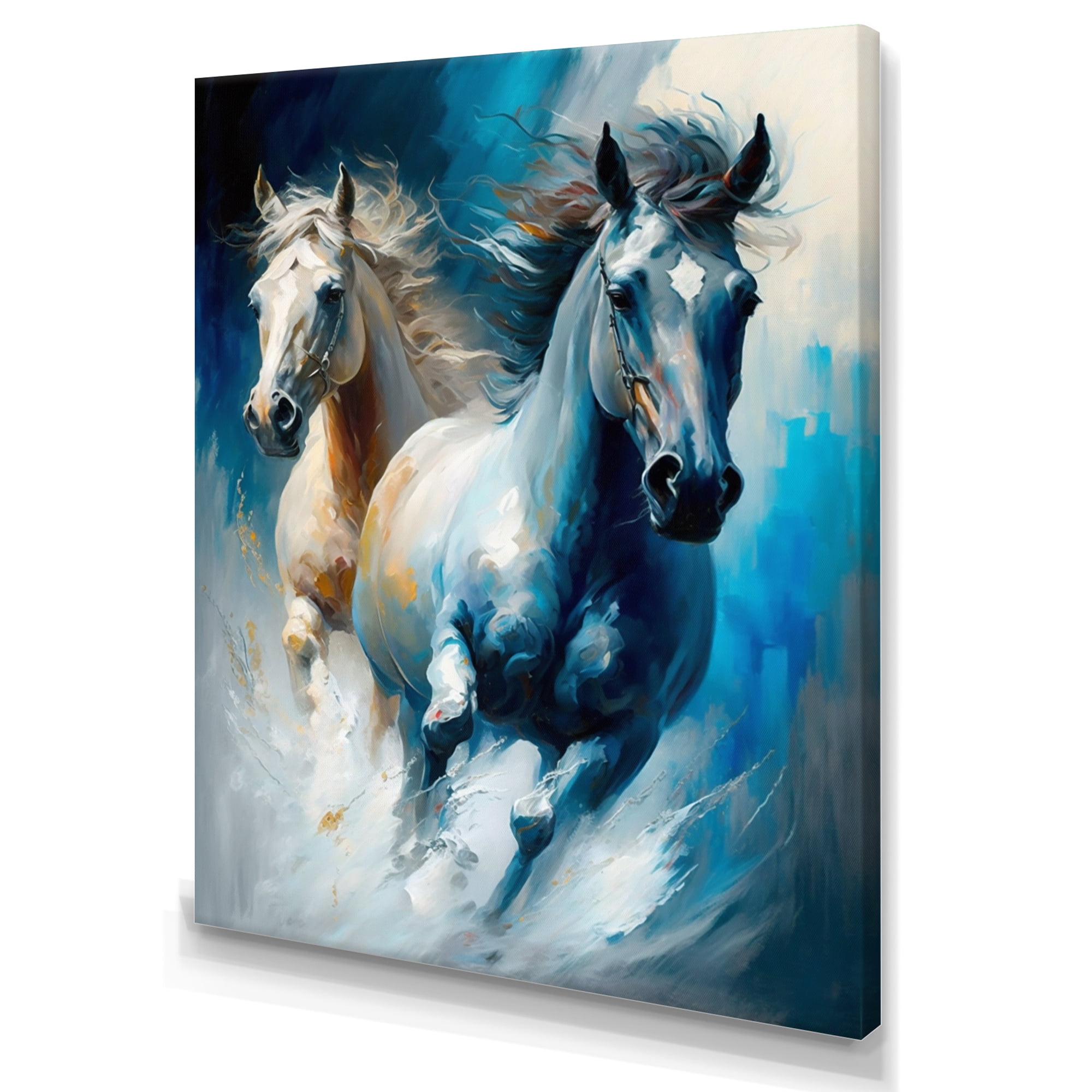 Designart Two Horses Running III Canvas Wall Art