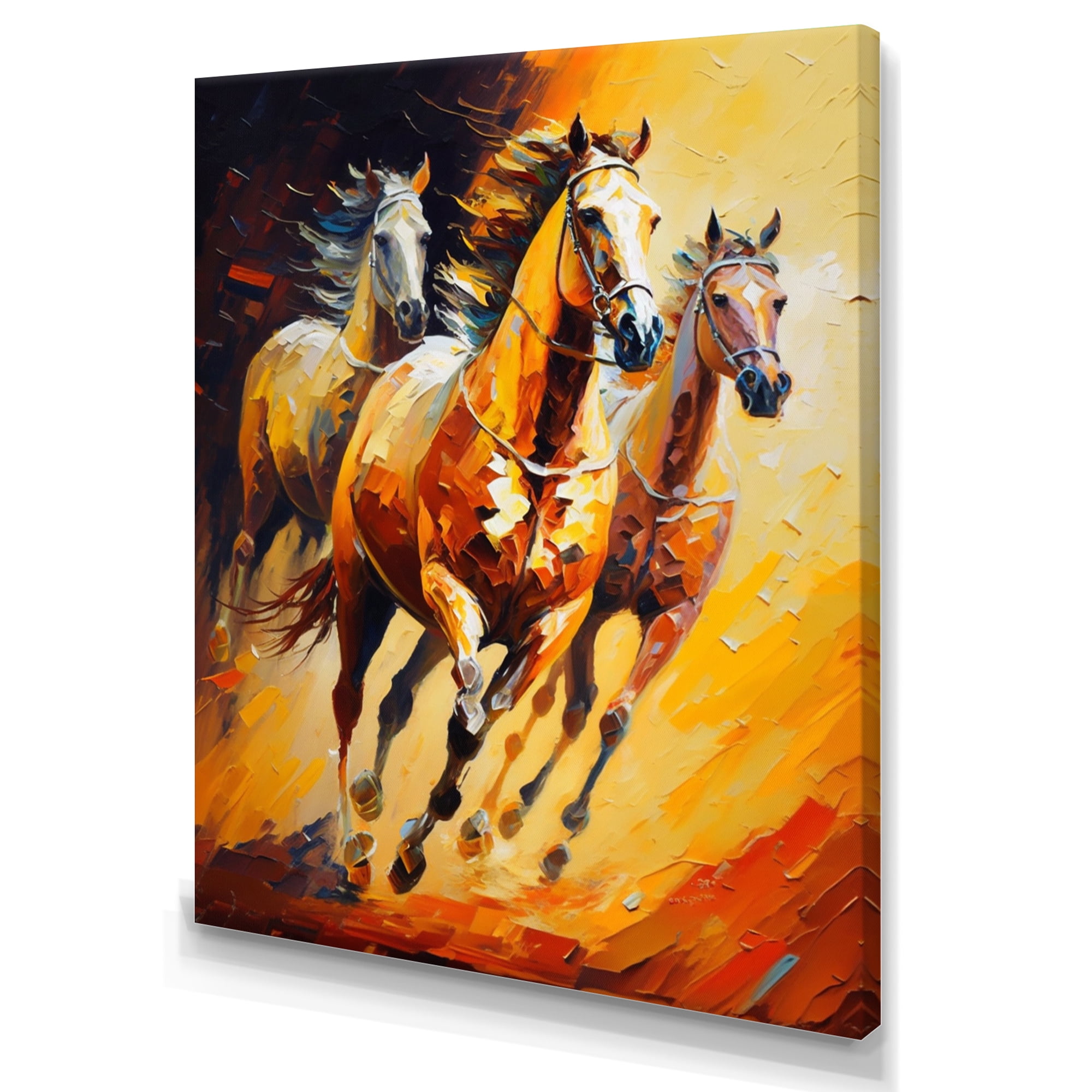Designart Two Horses Running IV Canvas Wall Art