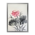 thumbnail image 1 of Designart 'Two Monochrome Leaves With Lotus Flower' Traditional Framed Art Print, 1 of 4