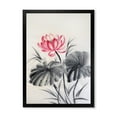 thumbnail image 1 of Designart 'Two Monochrome Leaves With Lotus Flower' Traditional Framed Art Print, 1 of 4