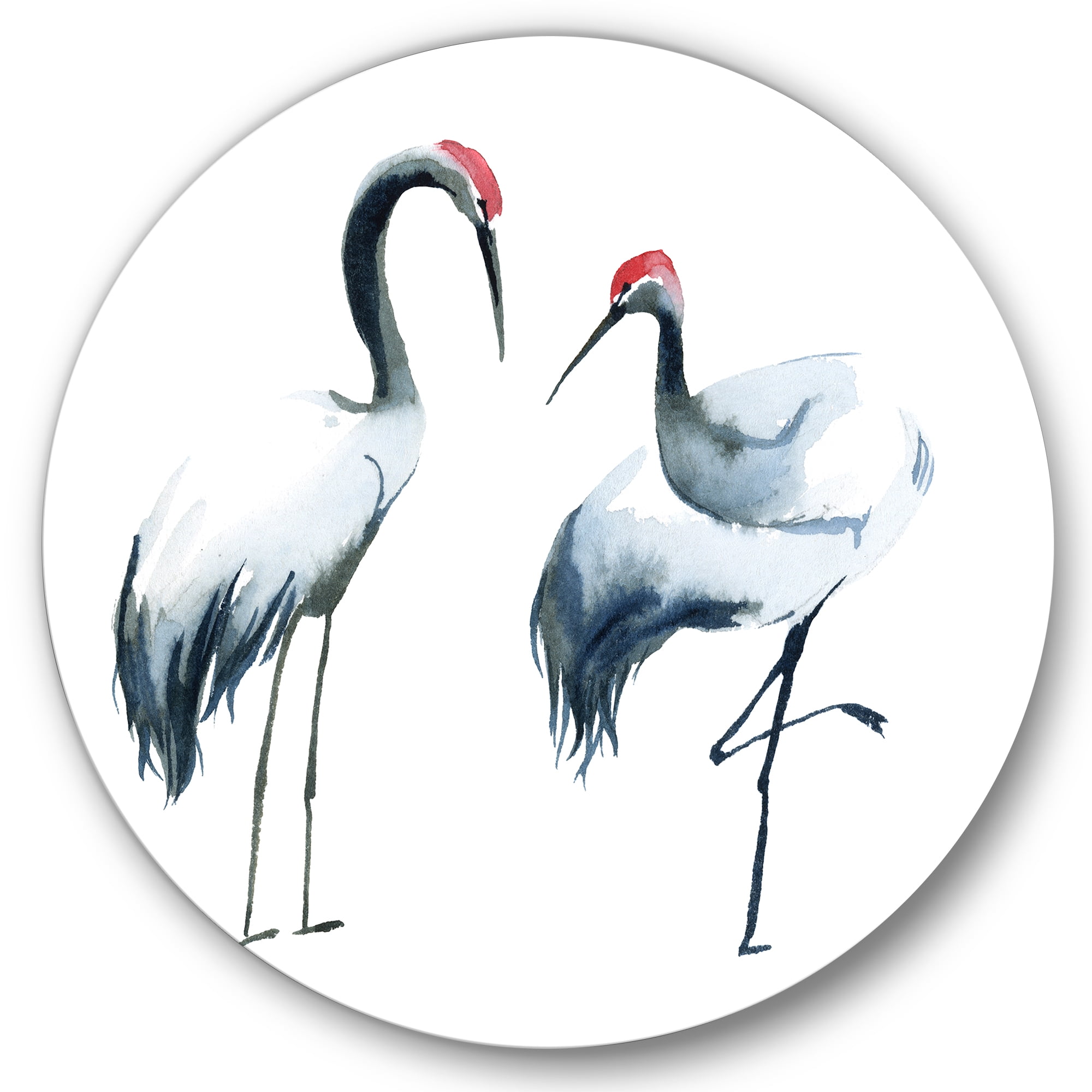 Designart 'Two Monochrome Shadoofs' Farmhouse Circle Metal Wall Art 23x23 - Disc of 23