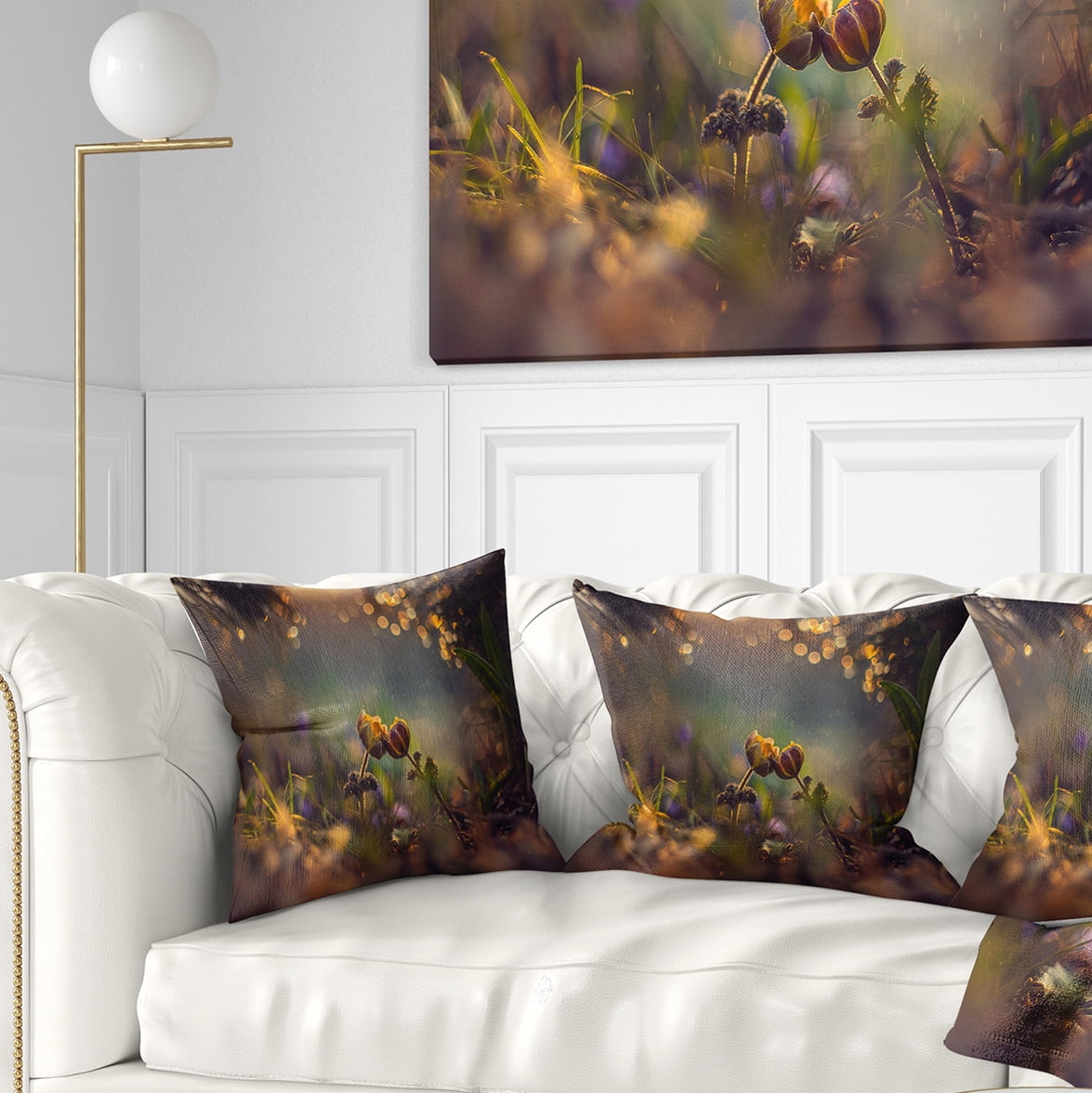 Designart Two Spring Flowers - Floral Throw Pillow - 16x16