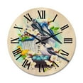 thumbnail image 1 of Designart 'Two Tit Birds Sitting Near The Nest With Eggs and White Flowers II' Traditional Wood Wall Clock, 1 of 5