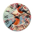 thumbnail image 1 of Designart 'Two Tits Sit On A Snow-Covered Berries Branch ' Traditional Wood Wall Clock, 1 of 5