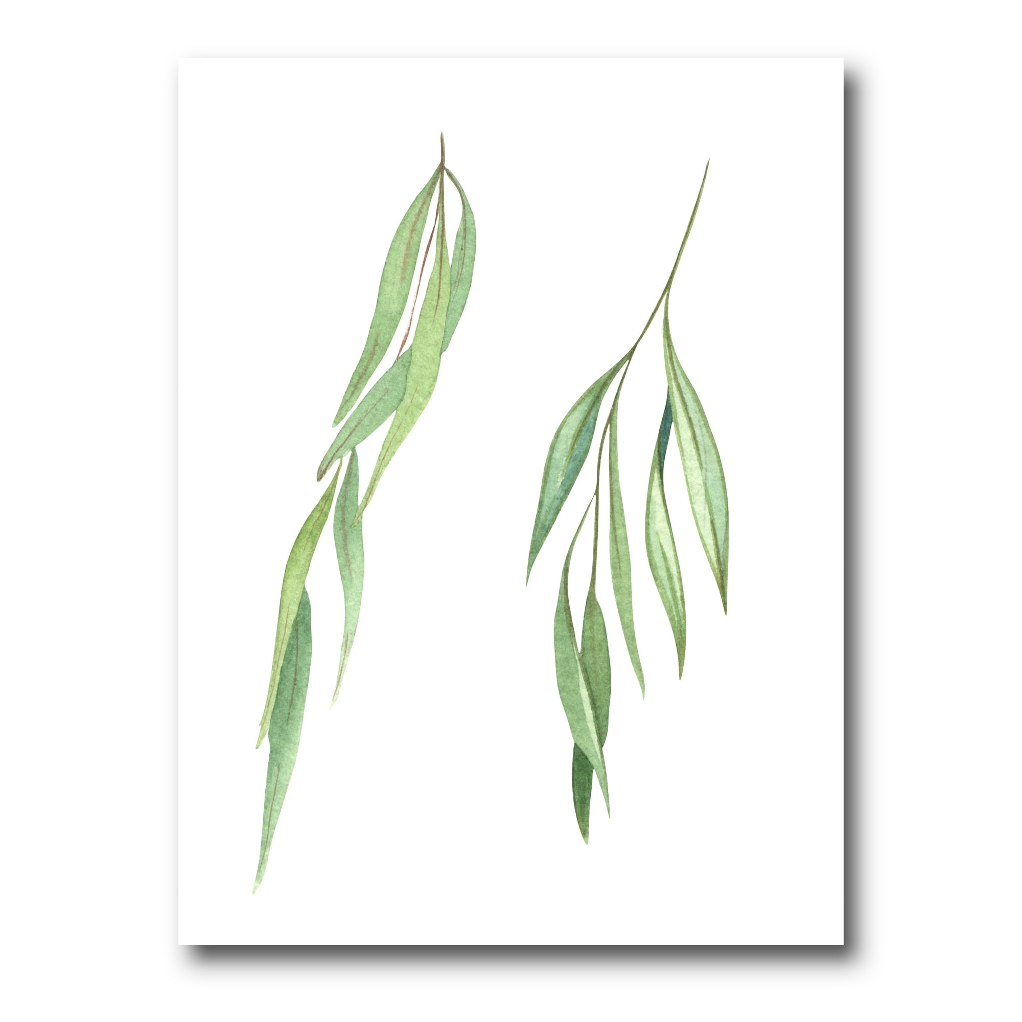 Designart ' Two Willow Branches On White ' Farmhouse Canvas Wall Art Print