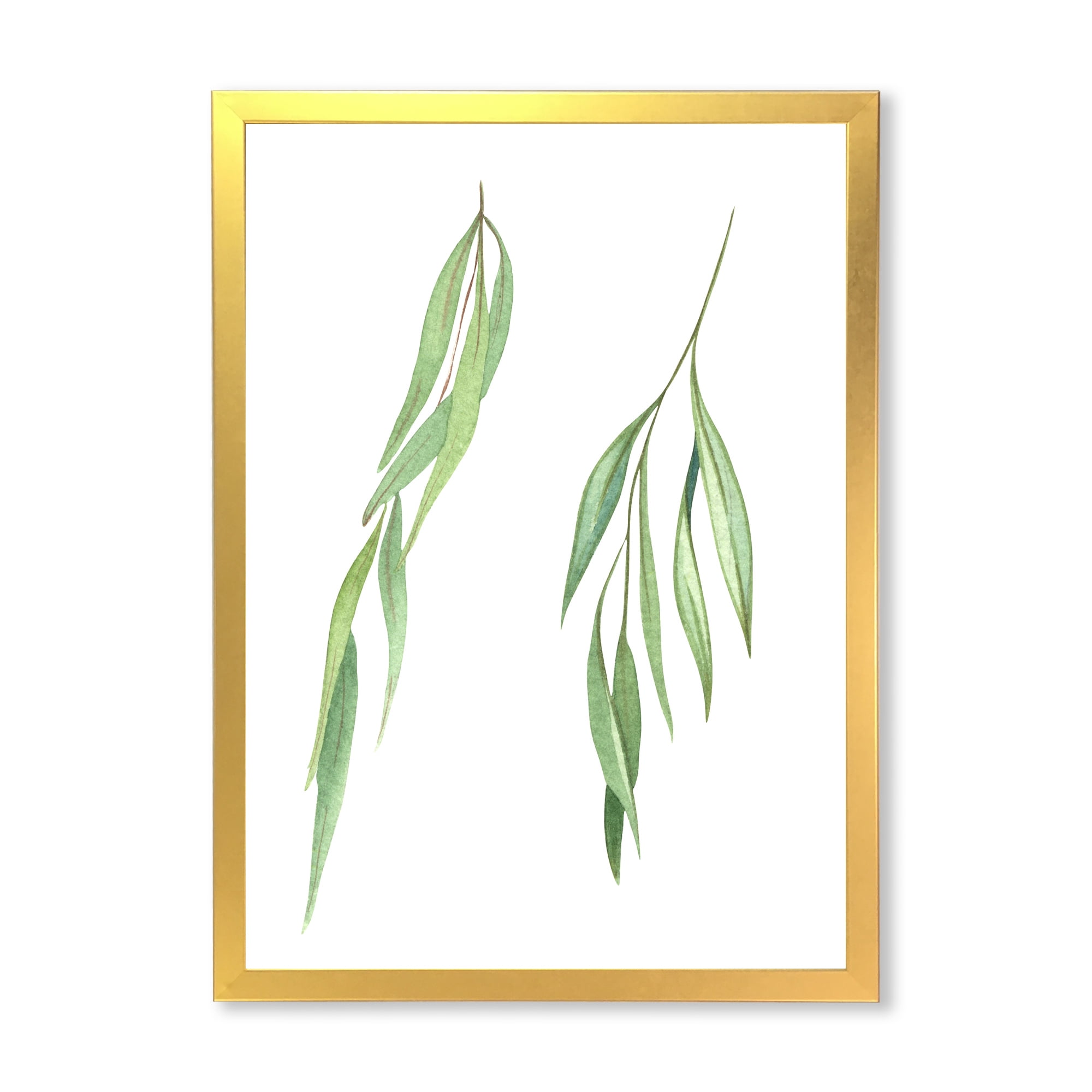 Designart 'Two Willow Branches On White' Farmhouse Framed Art Print