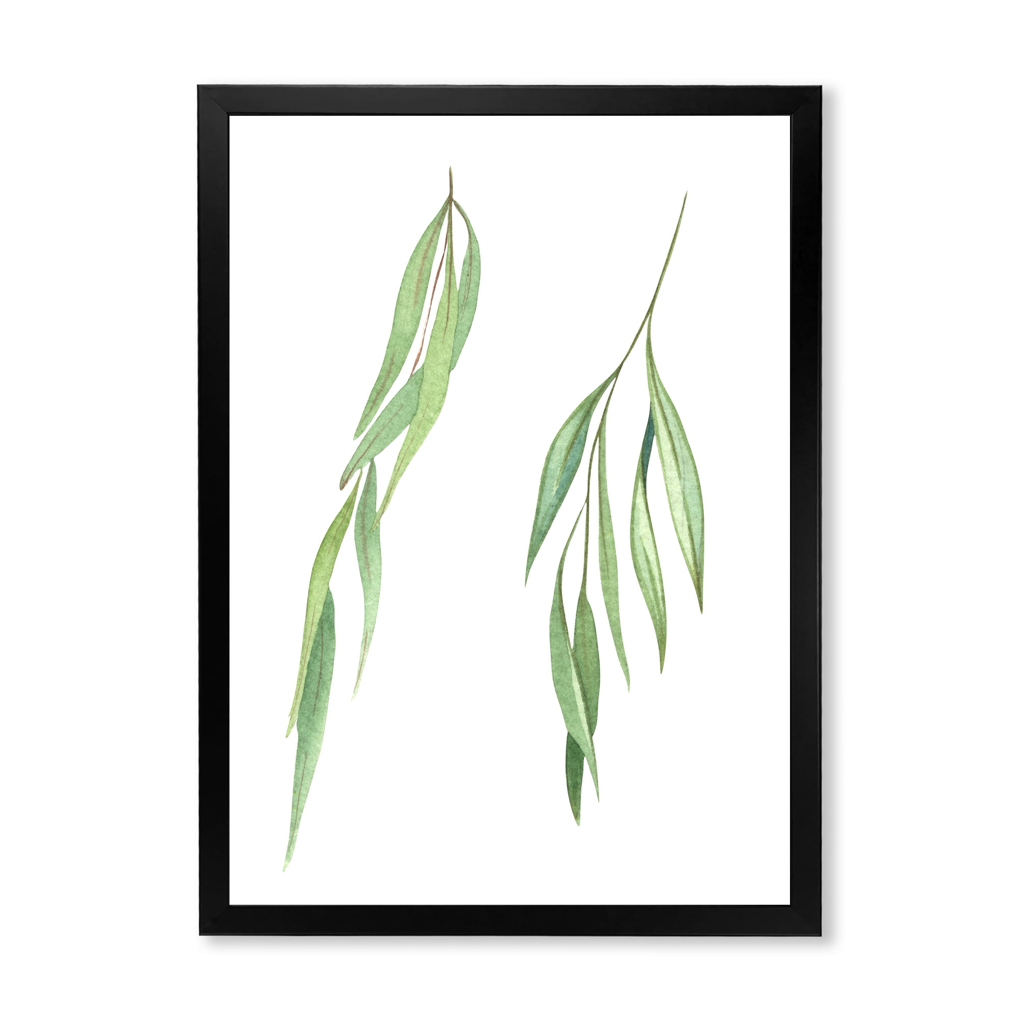 Designart 'Two Willow Branches On White' Farmhouse Framed Art Print