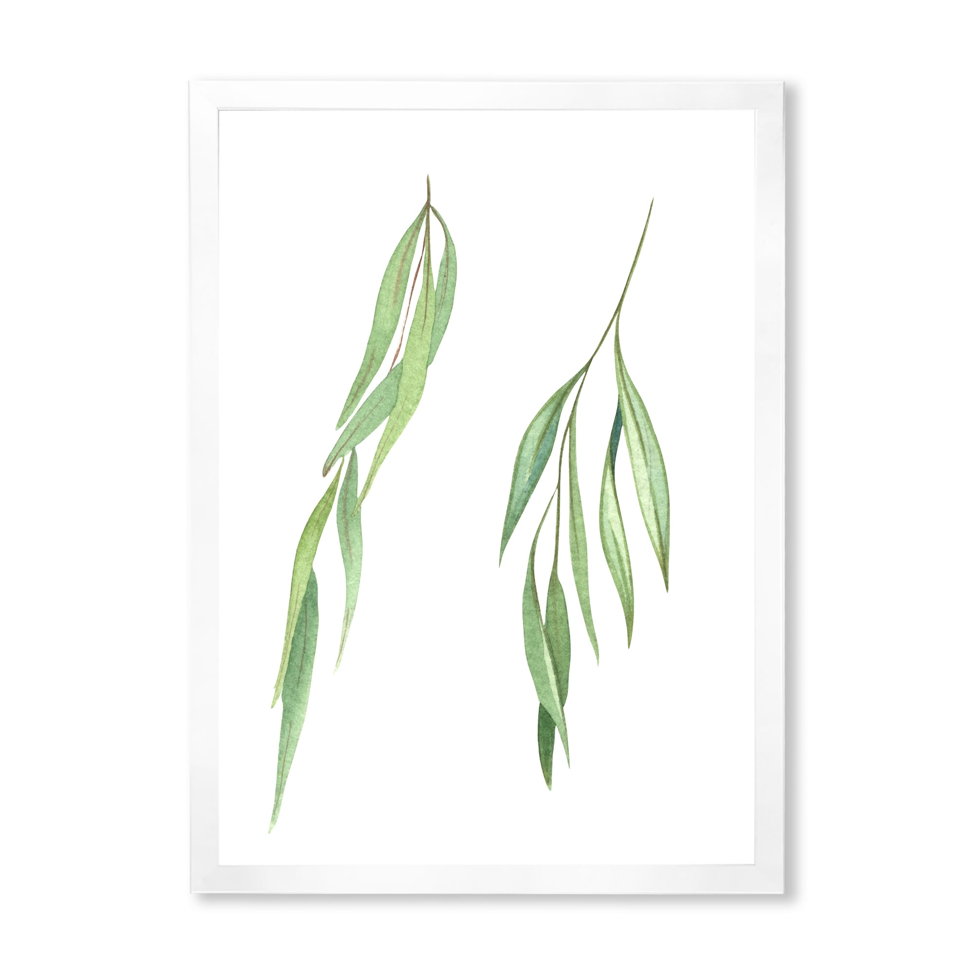 Designart 'Two Willow Branches On White' Farmhouse Framed Art Print