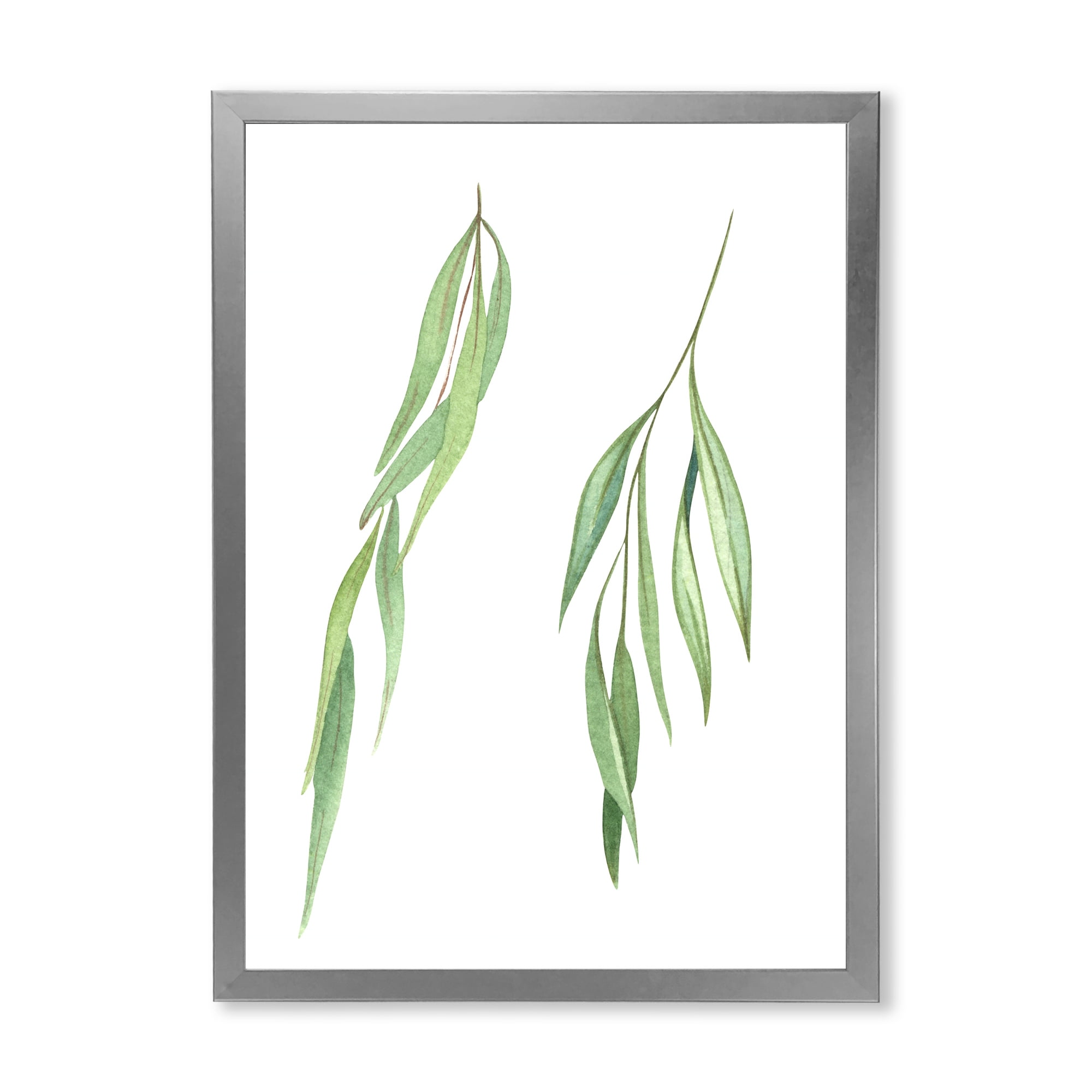 Designart 'Two Willow Branches On White' Farmhouse Framed Art Print