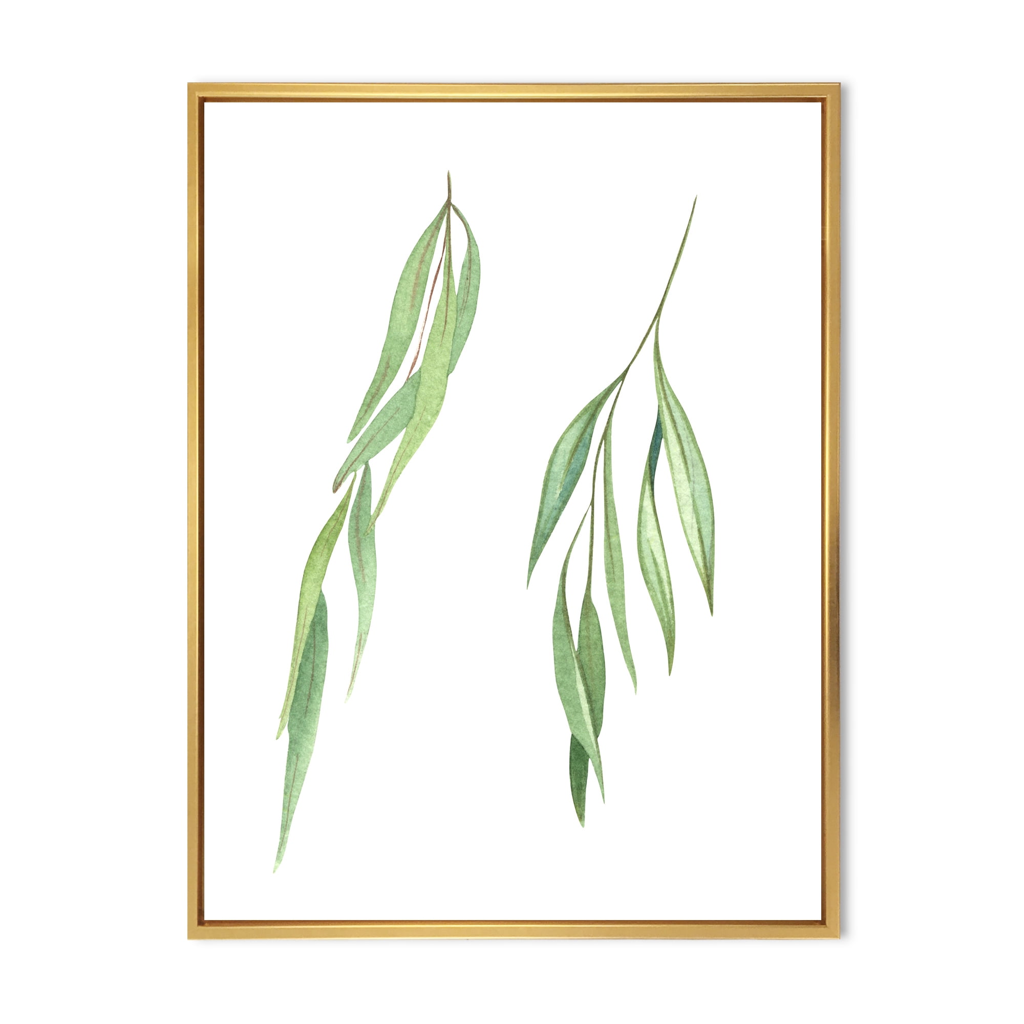 Designart 'Two Willow Branches On White' Farmhouse Framed Canvas Wall Art Print