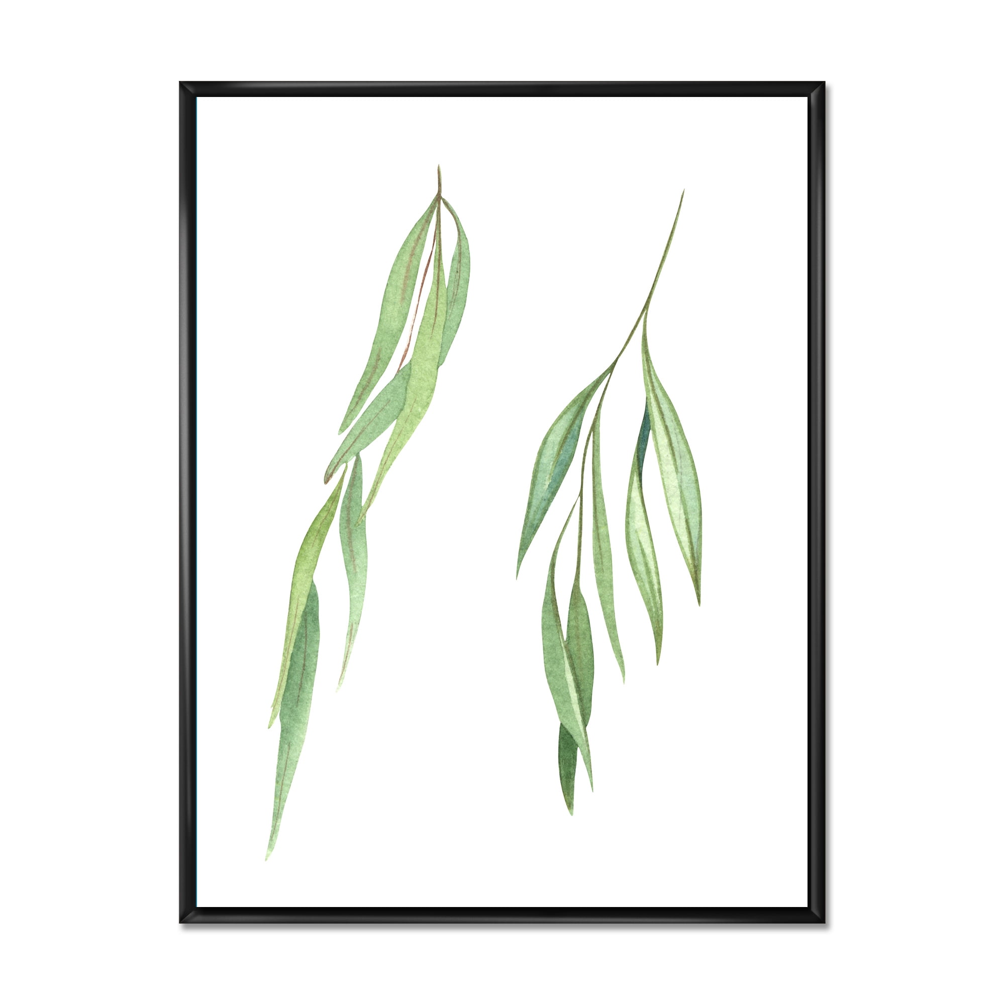 Designart 'Two Willow Branches On White' Farmhouse Framed Canvas Wall Art Print