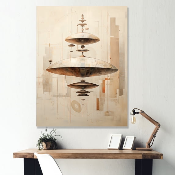 Designart "Ufos In Minimalist Design II" Ufos Canvas Art Print