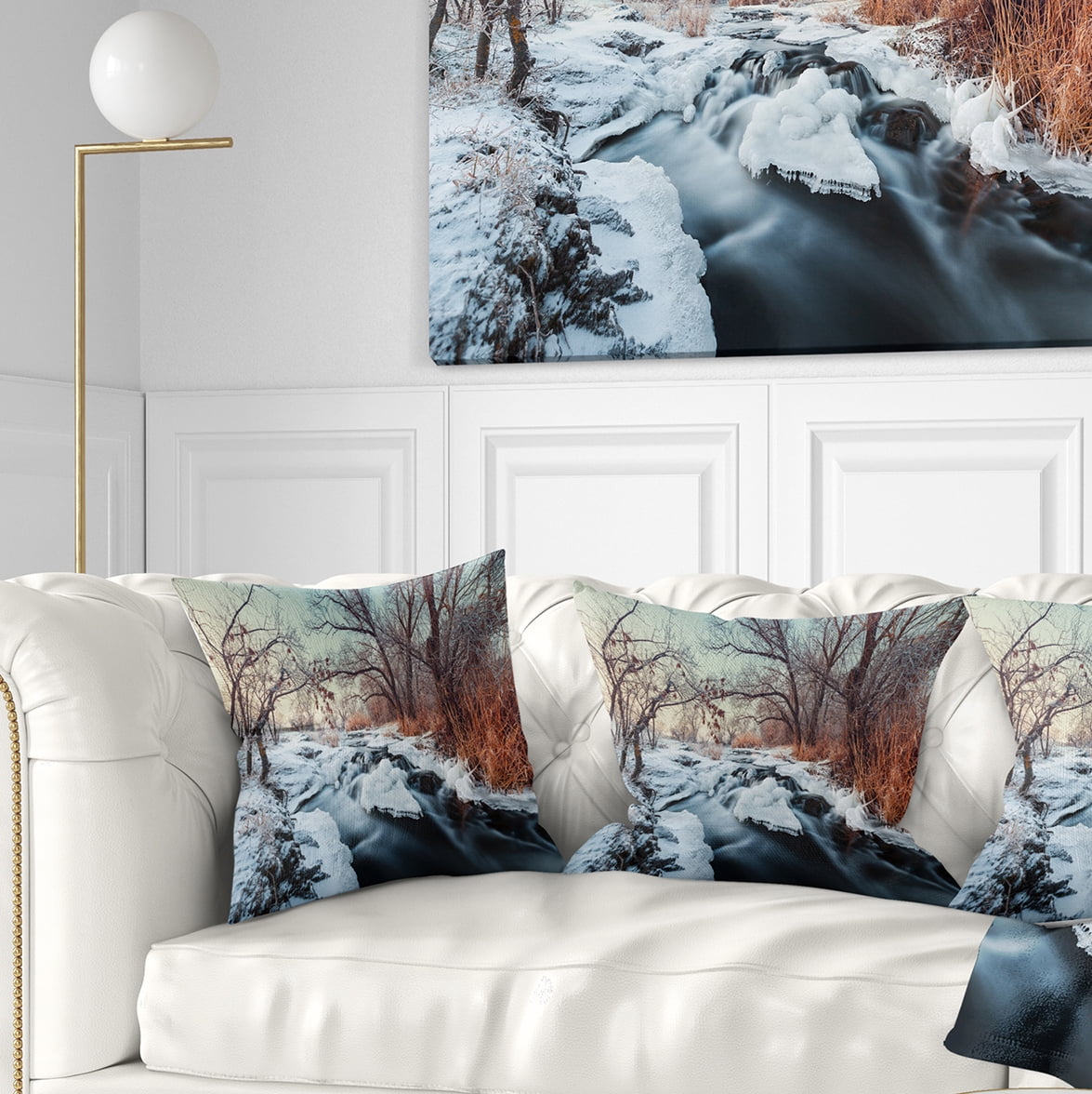 Designart Ukraine Winter Forest - Landscape Photography Throw Pillow - 16x16
