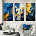 thumbnail image 1 of Designart "Ukrainian Dreamscapes Abstract in Blue and Yellow I" Abstract Painting Framed Wall Art Set Of 3 - Gold Modern Frame Canvas Set For Living Room Decor, 1 of 6