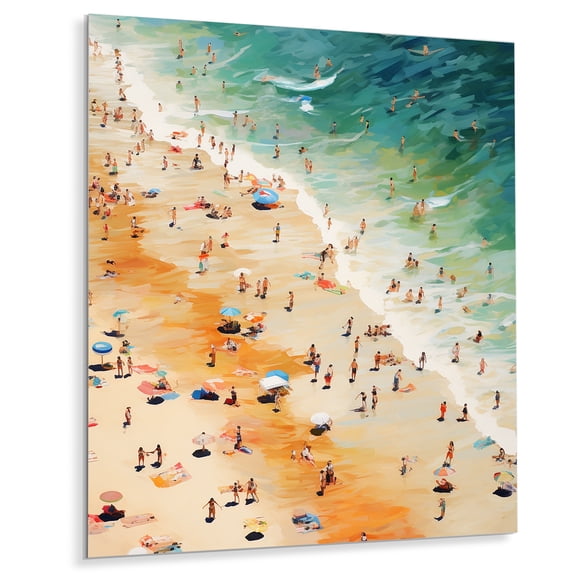 Designart "Umbrella Aerial Beach View VI" Nautical & Beach Metal Wall Decor