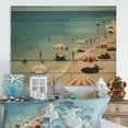 thumbnail image 1 of Designart "Umbrella Aerial Beach View VII" Nautical & Beach Print on Natural Pine Wood, 1 of 5