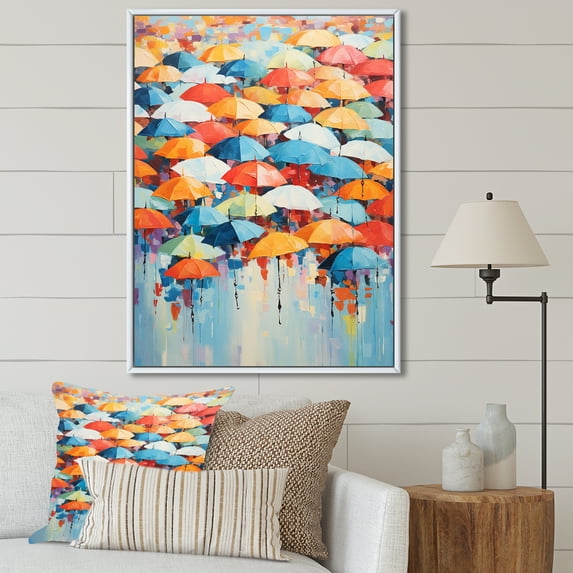 Designart "Umbrella Canopy In The Sky II" Sky Floater Framed Canvas Prints