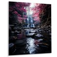 thumbnail image 1 of Designart "Uncharted Journey Beneath the Pink Tree Waterfall I" Landscapes Metal Art Print, 1 of 5