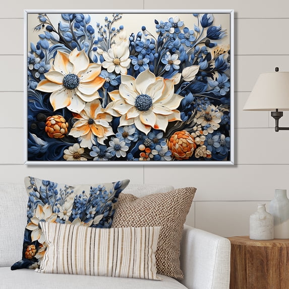Designart "Uncomplicated Blue Bonnets Field IV" Blue Bonnets Floater Framed Canvas Wall Art