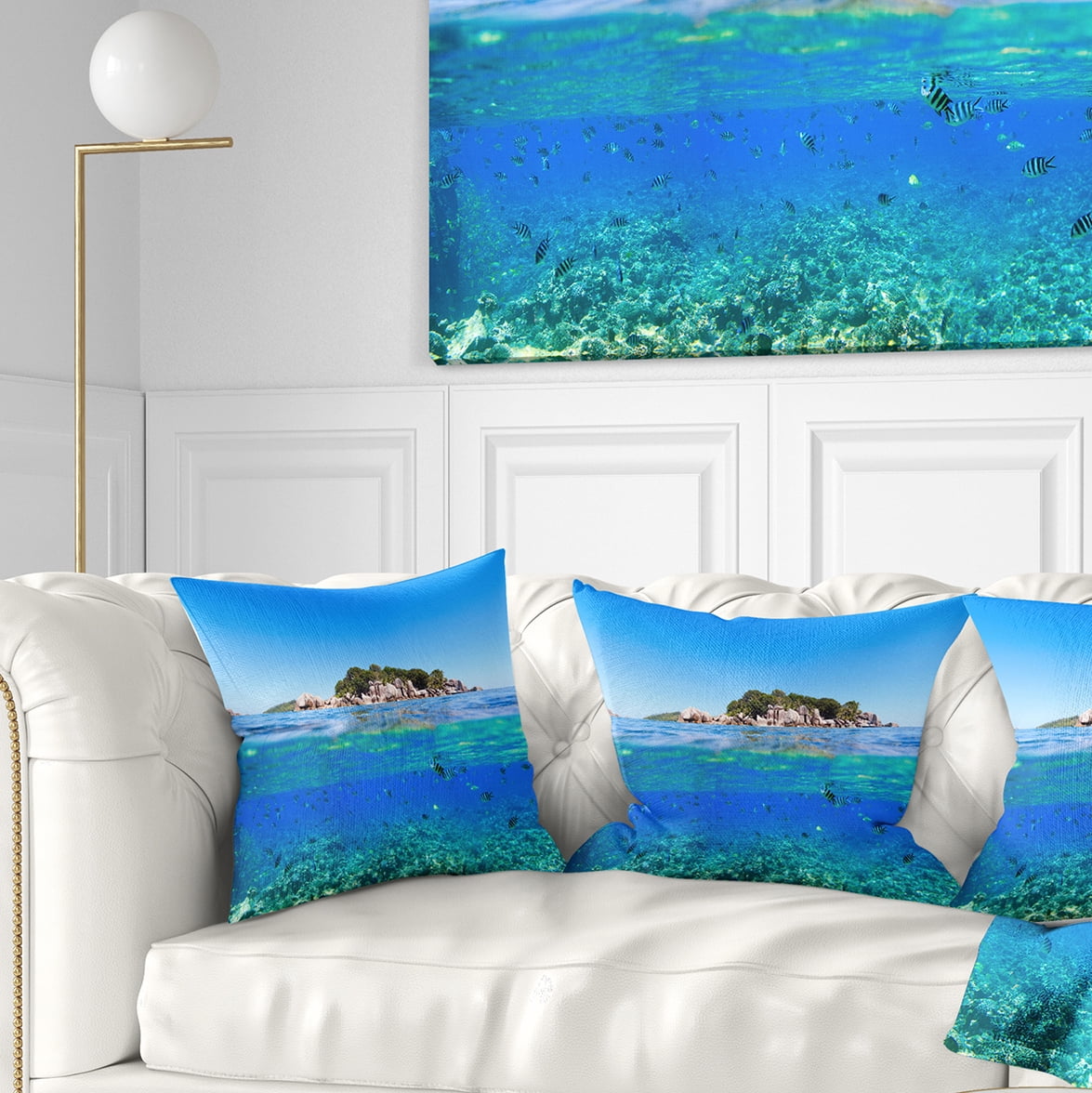 Designart Under and Above the Waters - Seascape Throw Pillow - 18x18