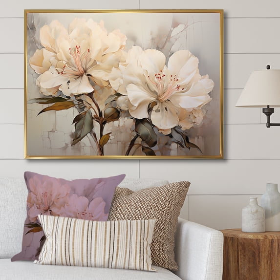 Designart "Understated Floral Elegance" Rhododendron Floater Framed Canvas Wall Art