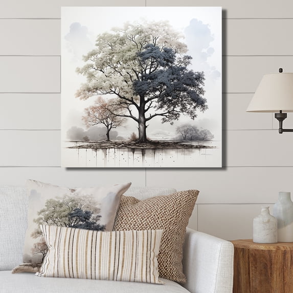 Designart "Understated Monochrome Tree Grace" Tree Monochrome Wall Art Prints