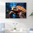 thumbnail image 1 of Designart "Underwater Abstract Voyage I" Animals Turtle Floater Framed Wall Decor, 1 of 5