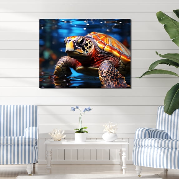 Designart "Underwater Abstract Voyage I" Animals Turtle Wall Decor