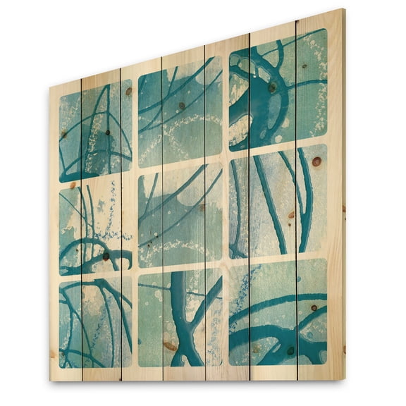 Designart 'Underwater collage' Modern & Transitional Print on Natural Pine Wood