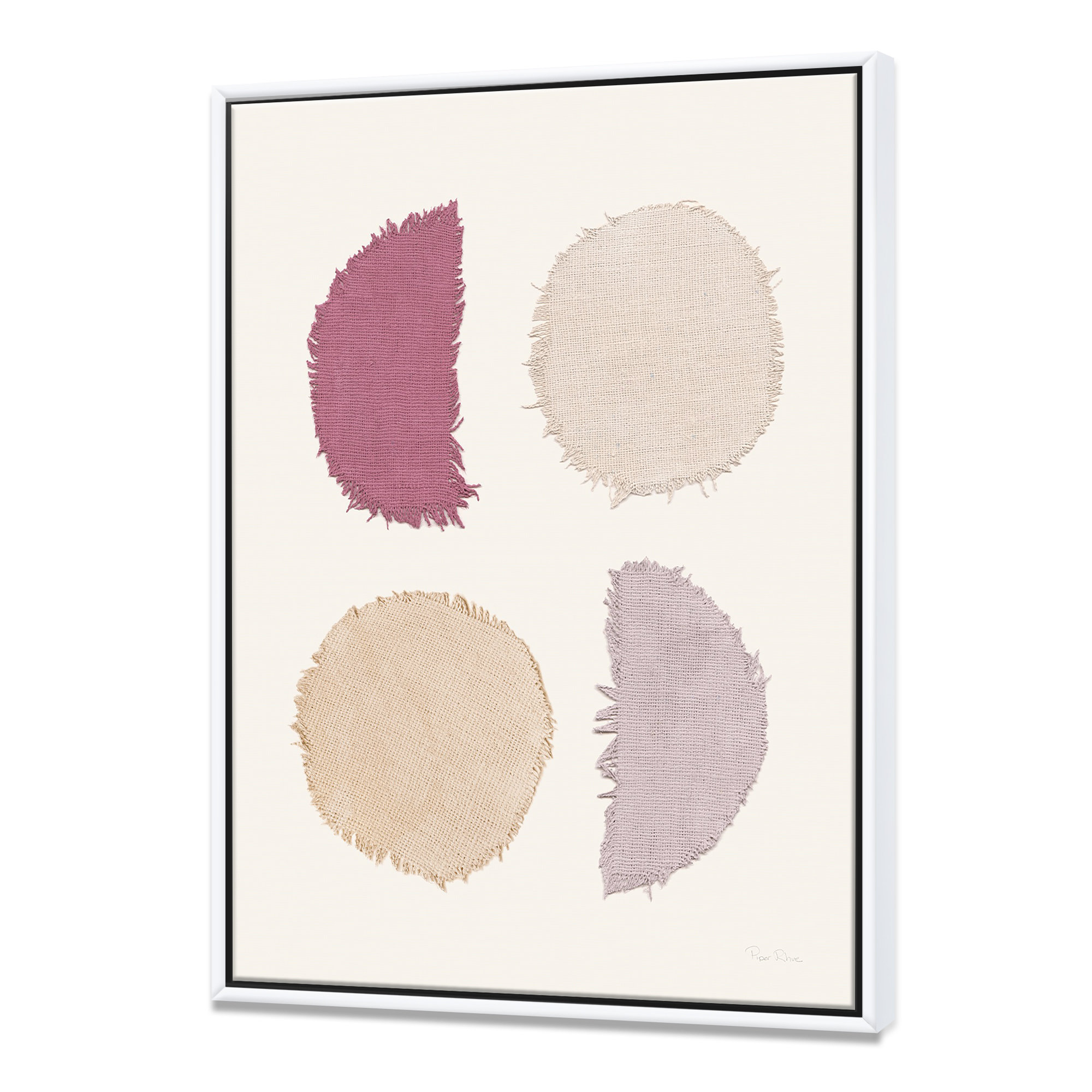 Designart ' Unique Beige Circle Designs II ' Modern Transitional Framed Canvas