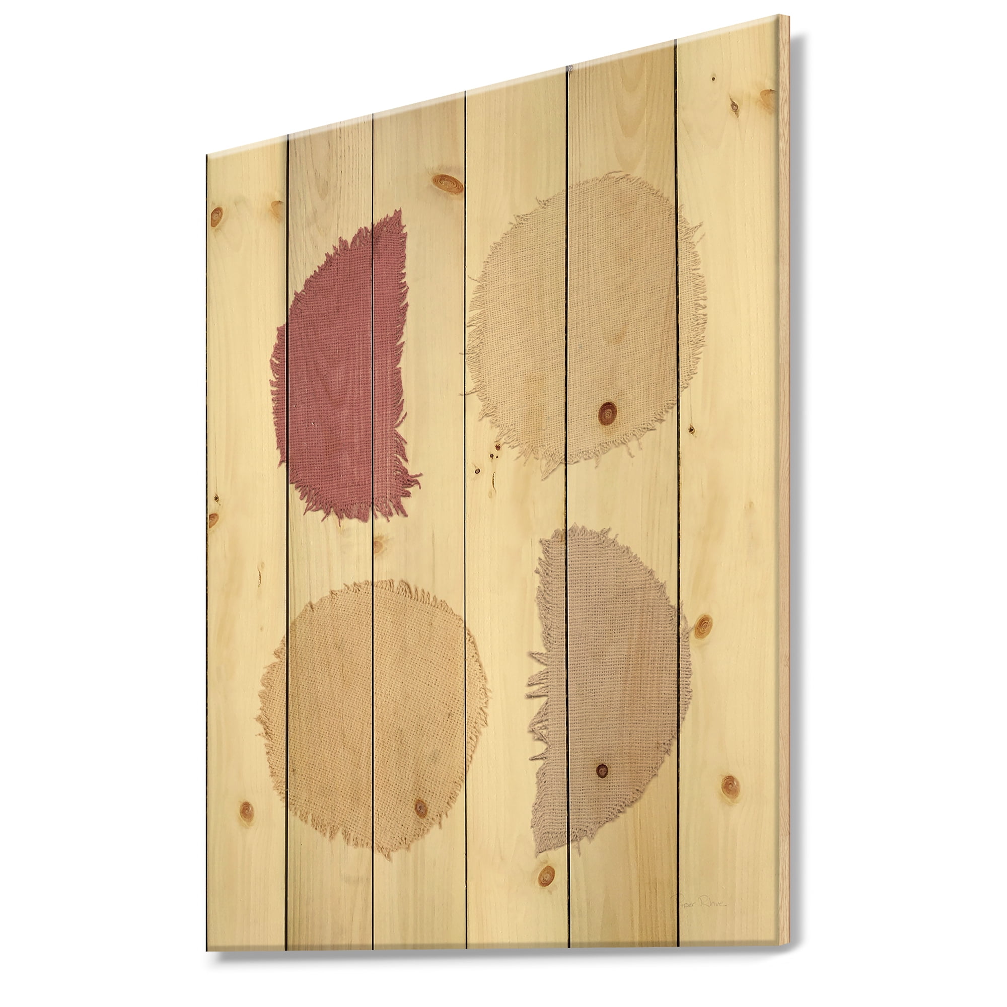 Designart 'Unique Beige Circle Designs II' Modern Transitional Print on Natural Pine Wood