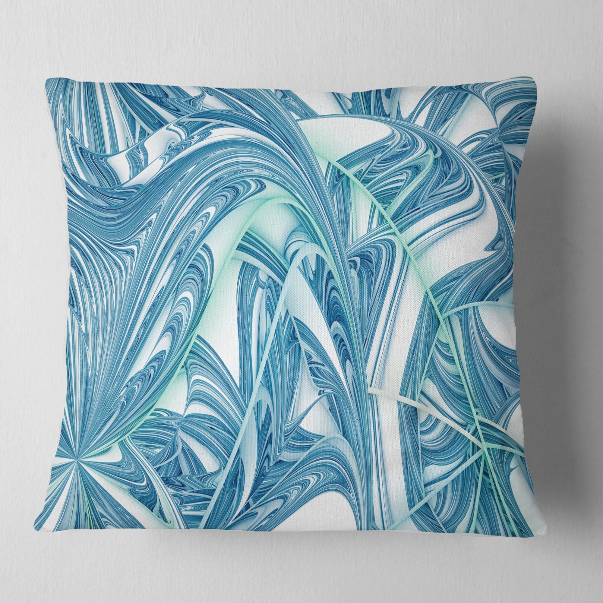 Designart Unique Blue Fractal Design Pattern - Abstract Throw Pillow - 18x18