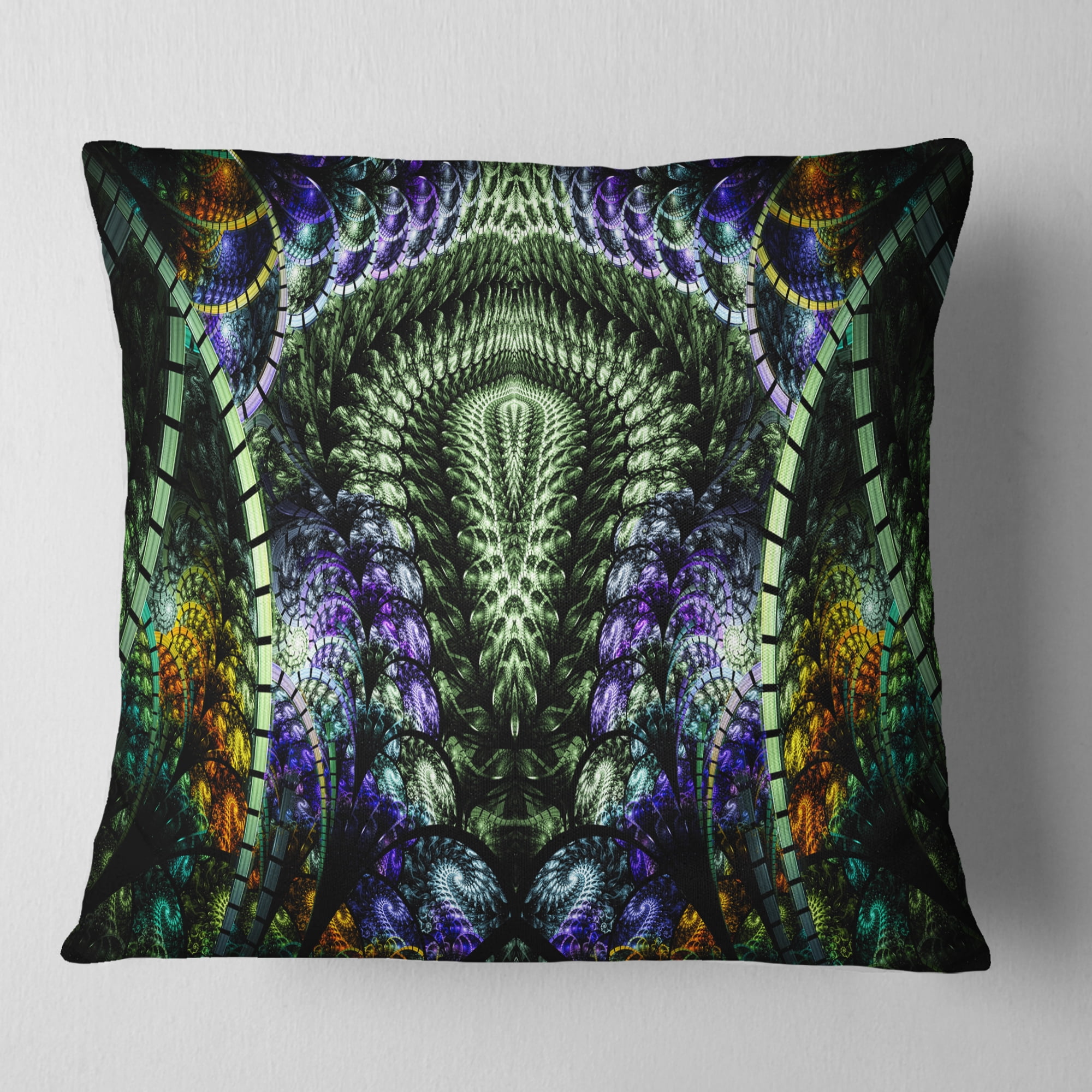 Designart Unique Colorful Fractal Design Pattern - Abstract Throw Pillow - 18x18