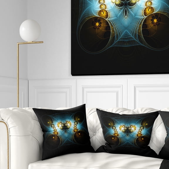 Designart Unique Light Blue Fractal Design Pattern - Abstract Throw Pillow - 16x16
