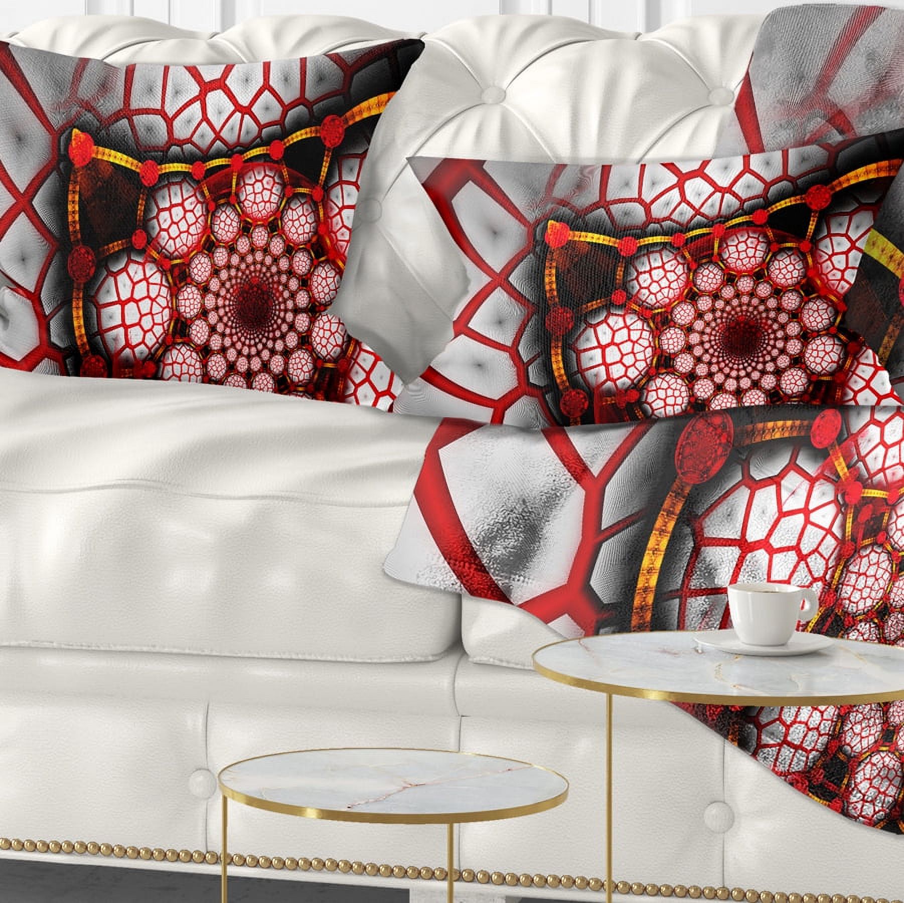 Designart Unique Light Red Fractal Design Pattern - Abstract Throw Pillow - 12x20