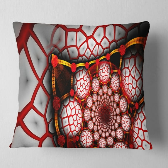 Designart Unique Light Red Fractal Design Pattern - Abstract Throw Pillow - 16x16