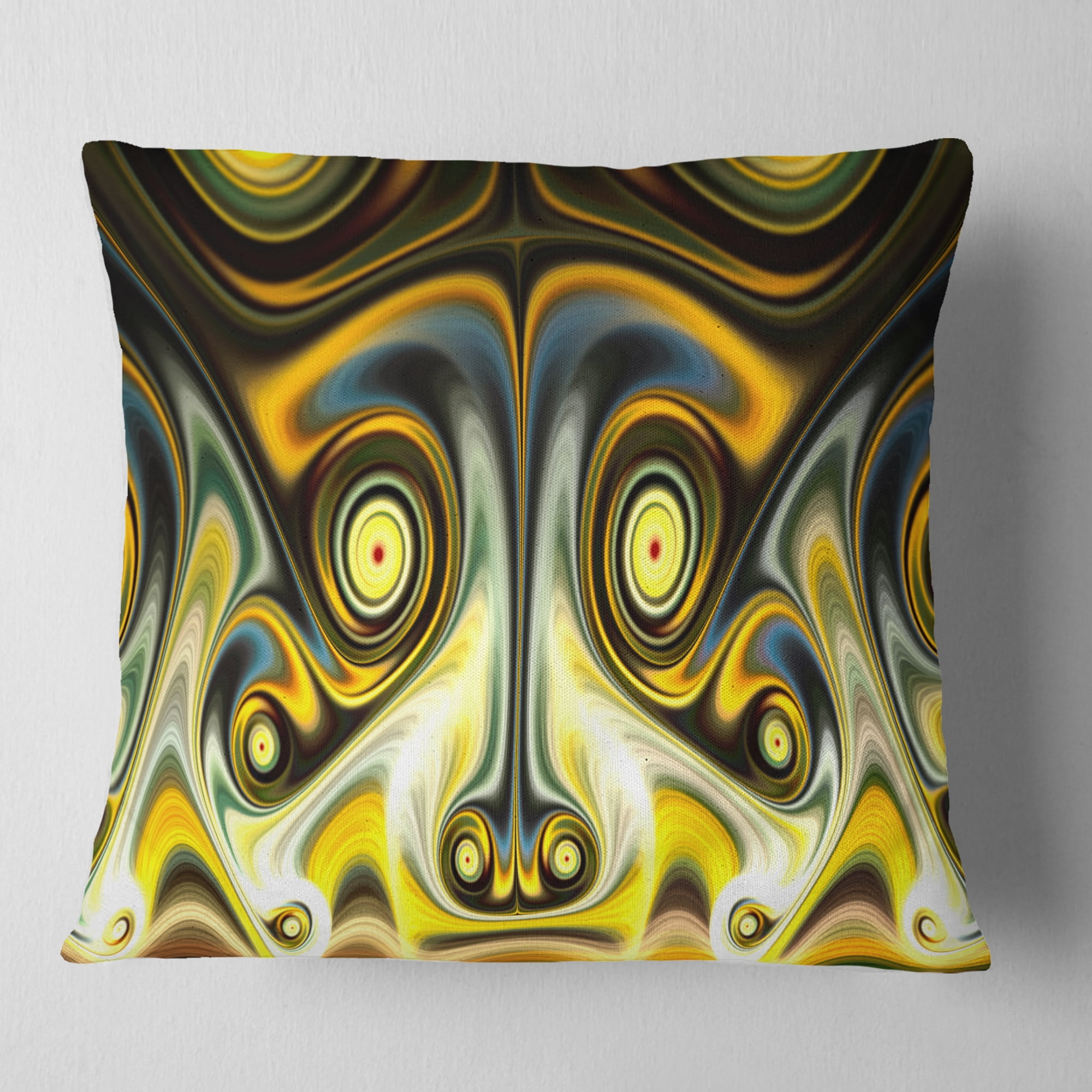 Designart Unique Light Yellow Fractal Design Pattern - Abstract Throw Pillow - 18x18