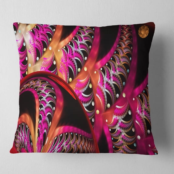 Designart Unique Magenta Fractal Design Pattern - Abstract Throw Pillow - 16x16