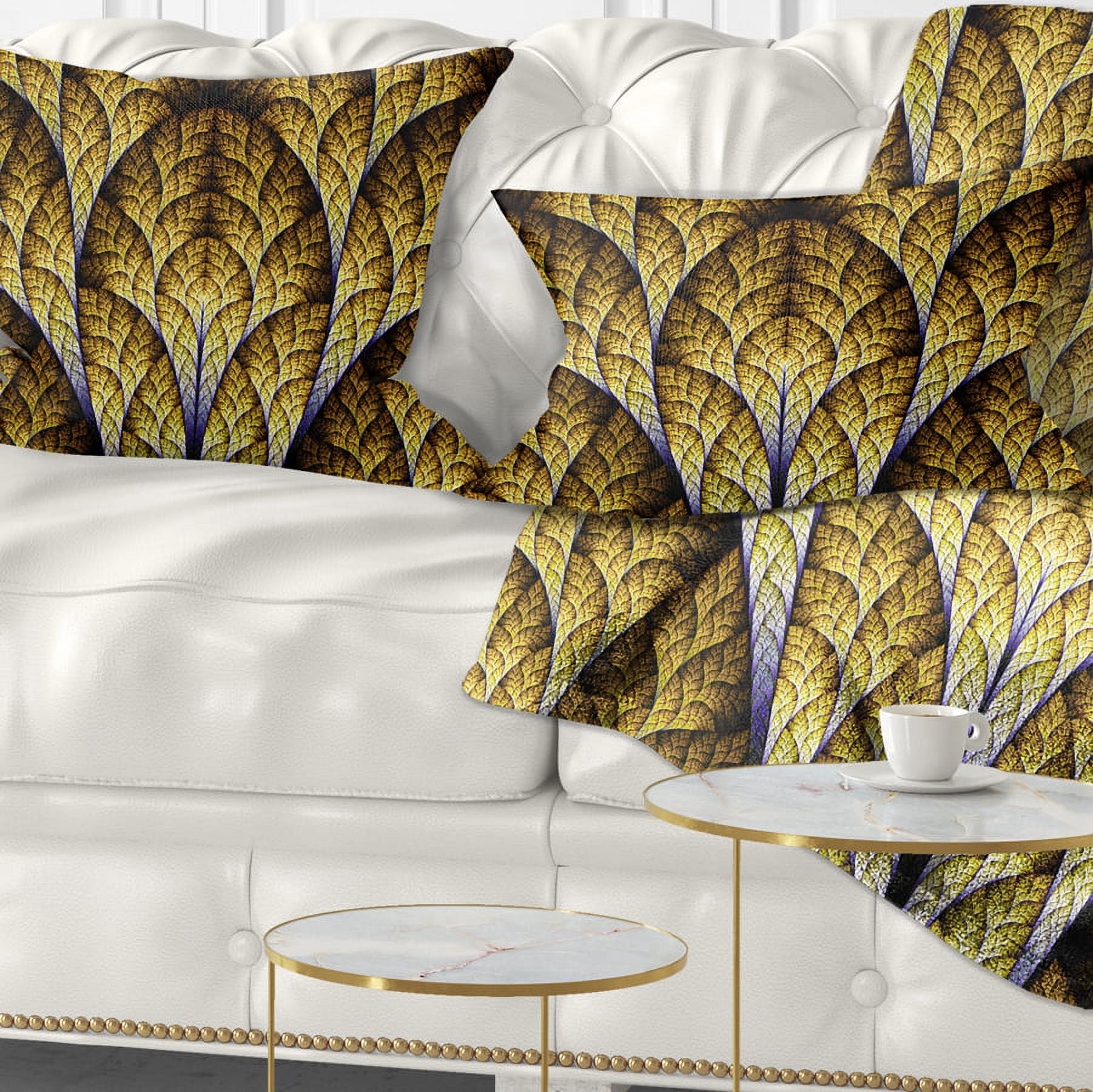 Designart Unique Orange Fractal Design Pattern - Abstract Throw Pillow - 12x20