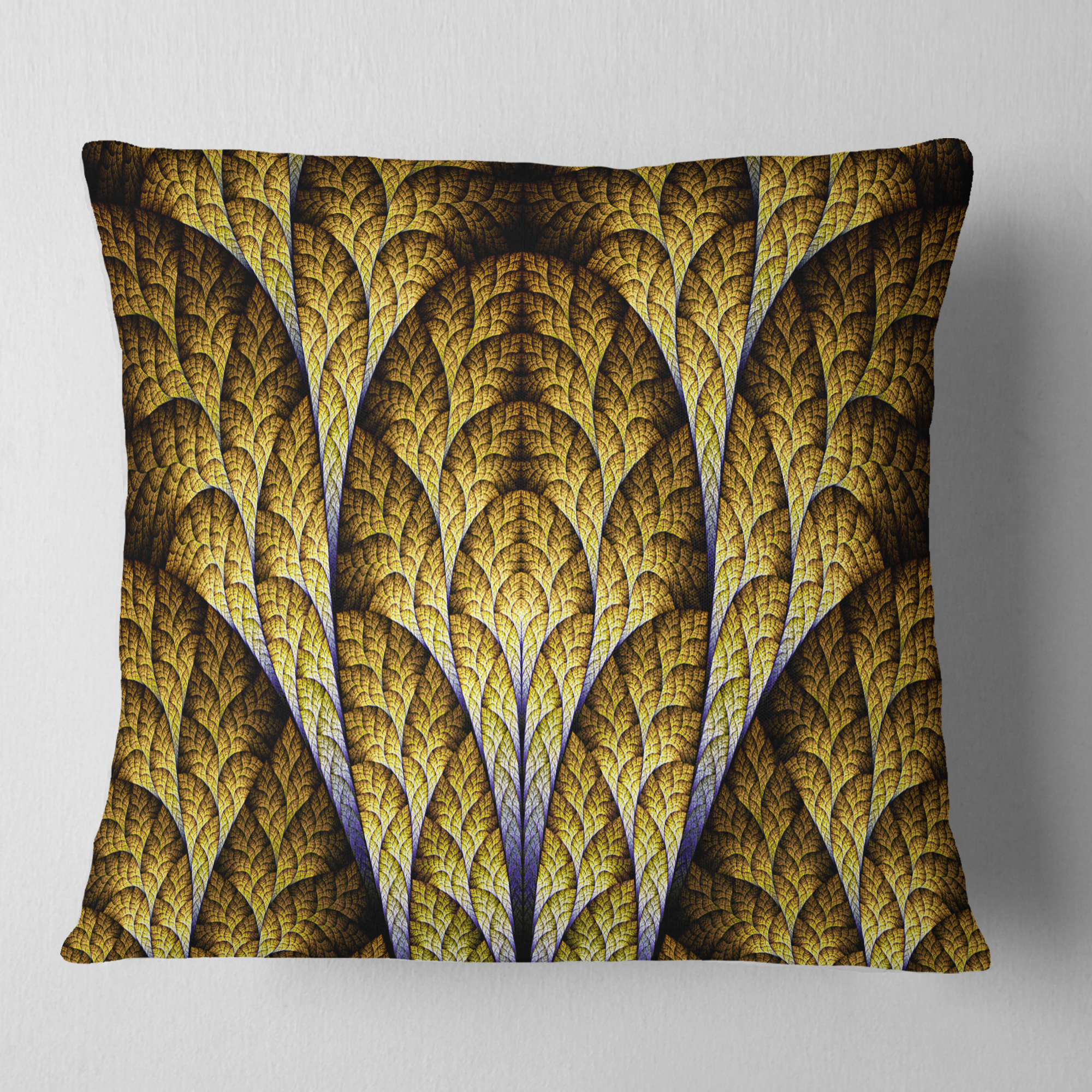 Designart Unique Orange Fractal Design Pattern - Abstract Throw Pillow - 16x16
