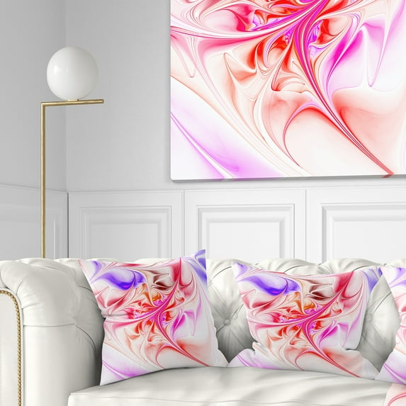Designart Unique Red Fractal Design Pattern - Abstract Throw Pillow - 16x16