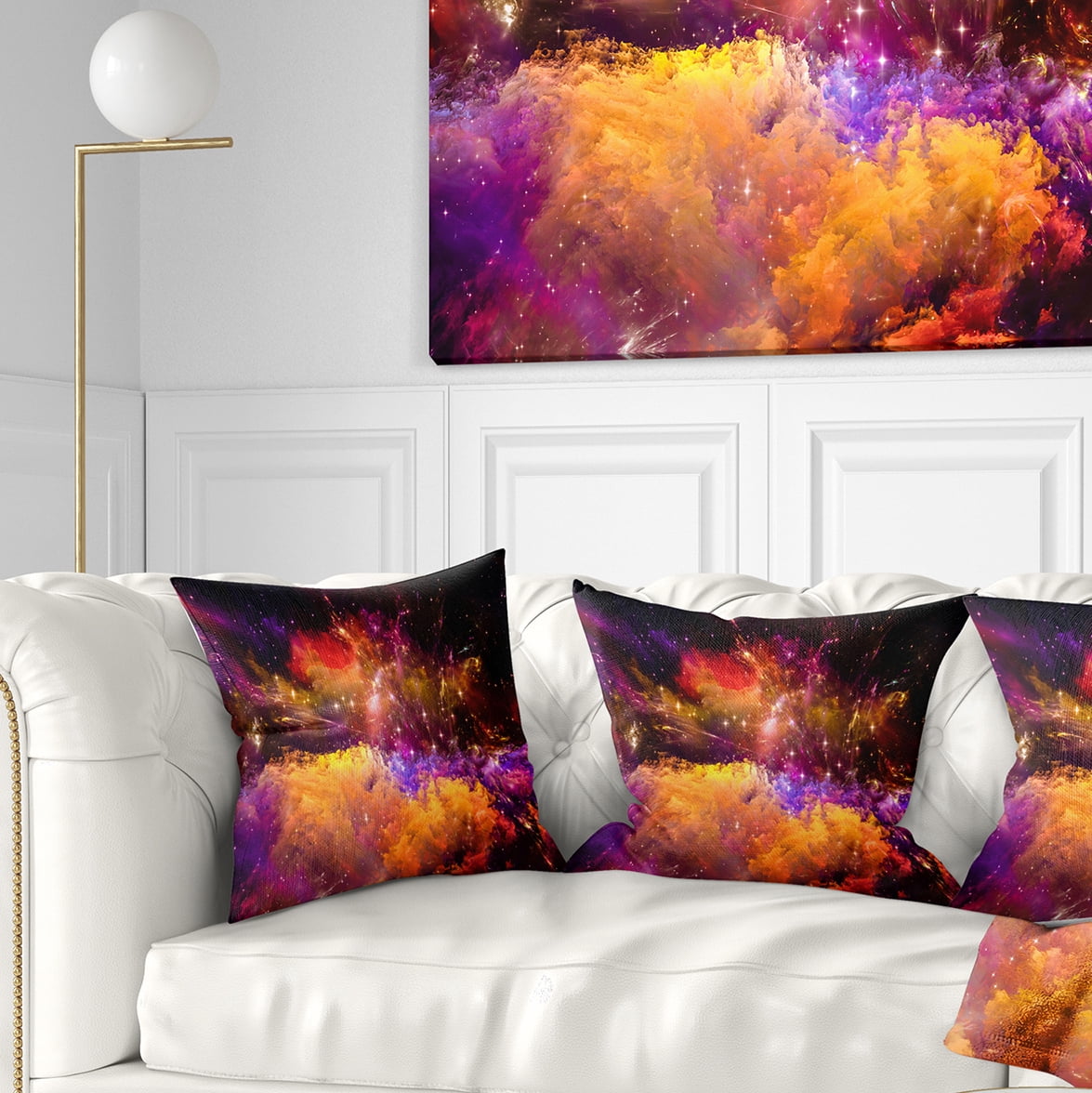 Designart Universe Fractal Burst - Abstract Throw Pillow - 16x16