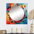 thumbnail image 1 of Designart "Unleashed Geometry in Orange and Blue IV" Abstract Shapes Square Mirror For Wall Decor - Large Orange Square Mirror Printed Wall Decor - Transitional Square Living Room Mirror, 1 of 5