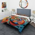 thumbnail image 1 of Designart "Unleashed Geometry in Orange and Blue IV" Abstract Shapes Bedding Covert Set - Abstract Orange Modern Bed Set With 1 Sham, 1 of 6