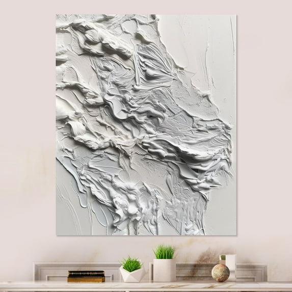 Designart "Unleashed Tranquility in White" Abstract Marble Metal Art Print