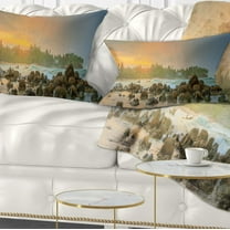 Designart Untouched Tropical Beach Panorama - Landscape Printed Throw Pillow - 12x20