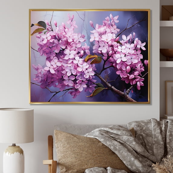 Designart "Unveiled Beauty Of Lilacs II" Lilacs Floater Framed Canvas Prints