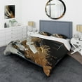 thumbnail image 1 of Designart "Upcoming Bliss Intense Textured Gilt and Black" Abstract Painting Bedding Covert Set - Modern Gold Abstract Bed Set With 2 Shams, 1 of 6